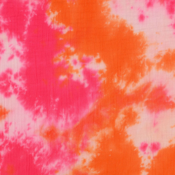 MOUSSELINE DOUBLE GAUZE BATIK - Orange/Pink/Rosa