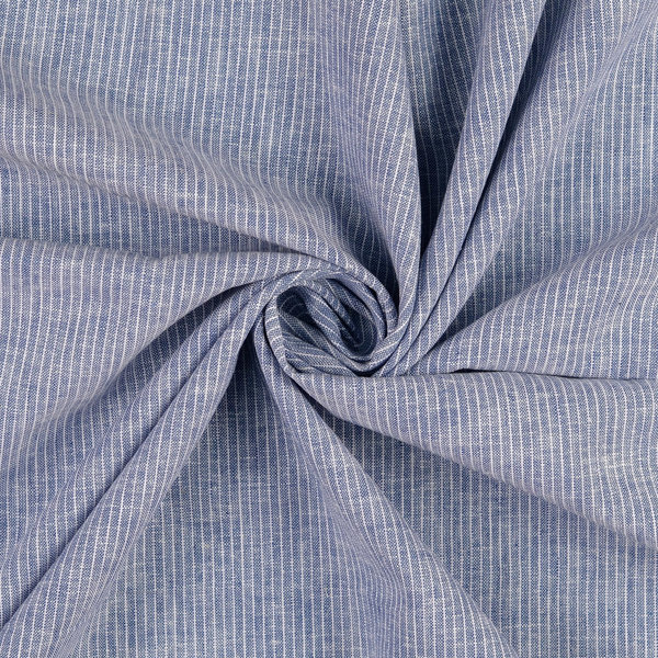 Leinen Baumwoll Streifen - Farbe "royalblau"